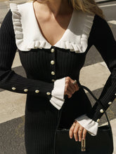 Load image into Gallery viewer, Rosa Clothing - Vintage Ruffled Panelled Sweater Dress: White / M
