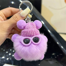 Load image into Gallery viewer, FurDecoration - Fluffy Rex Rabbit Fur Cartoon Doll Keychain for Car Key Bag: BLACK / One_size
