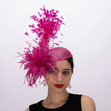 Load image into Gallery viewer, KaKyCo - AJ780S Small Base With Variety Feather On Top Fascinator: Fuchsia
