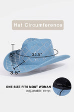 Load image into Gallery viewer, Collections by Fame Accessories - Rhinestone Mesh Pattern Denim Western Cowboy Fedora Hat: LDN
