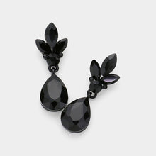 Load image into Gallery viewer, Sensibling Corp. - Teardrop Stone Cluster Dangle Evening Earrings: Silver Clear
