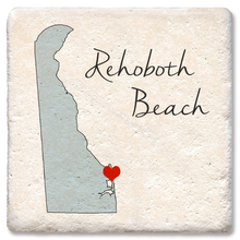Load image into Gallery viewer, Tipsy Coasters &amp; Gifts - Custom Love Your Town State Silhouette Heart Coaster: Ceramic
