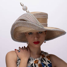 Load image into Gallery viewer, KaKyCo - AJ786Y Extended Off Face Mad Hatter Edges Coved Rhinestone: White
