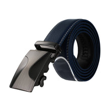 Load image into Gallery viewer, Mad Man - AutoMADtic leather belt: Black w/Black &amp; Silver Style Buckle
