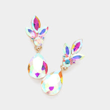 Load image into Gallery viewer, Sensibling Corp. - Teardrop Stone Cluster Dangle Evening Earrings: Red
