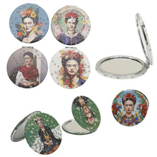 Load image into Gallery viewer, TAPA fashion - Frida Kahlo Glitter Circular Compact Makeup Mirror JM6423-29 (12PC): ASSORTED
