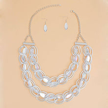 Load image into Gallery viewer, PinktownUSA - Chain Necklace Double Linked Silver Crystal Set: Aurore Borealis / Rhodium / 22 + 3.5 inches
