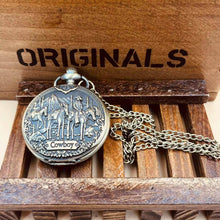 Load image into Gallery viewer, WoodWristCo - Bronze Cowboy Display Necklace Quartz Pocket Watch
