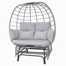Load image into Gallery viewer, Sunnydaze Decor - Double Egg Chair Glider with Cushions and Pillows - Gray
