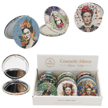Load image into Gallery viewer, TAPA fashion - Frida Kahlo Glitter Circular Compact Makeup Mirror JM6423-29 (12PC): ASSORTED

