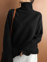 Load image into Gallery viewer, ShieldChic - Loose Rhombus Solid Color High-Neck Sweater Tops: CAMEL / M
