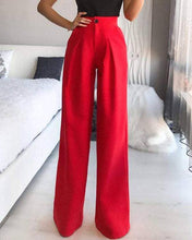 Load image into Gallery viewer, Queen Fashion - Single button high waist wide leg pants: RED / 1-1-1-1 / S-M-L-XL
