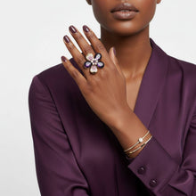 Load image into Gallery viewer, PinktownUSA - Cocktail Ring Purple Teardrop Crystal Flower Design: Color: Purple / Plating: Gold / Size: Stretch to Fit
