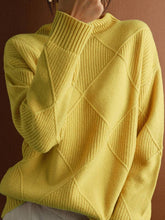 Load image into Gallery viewer, ShieldChic - Loose Rhombus Solid Color High-Neck Sweater Tops: CAMEL / M
