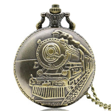 Load image into Gallery viewer, WoodWristCo - Vintage Hollow Locomotive Design Pocket Watch: Silver gold
