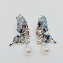 Load image into Gallery viewer, Mio Queena - Pearl Pendant Crystal Wings Butterfly Earrings: Butterfly
