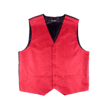 Load image into Gallery viewer, Selini New York - 6-Pack Men's Waves Pattern Polyester Vests, bowtie, hanky: Red
