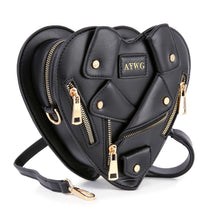 Load image into Gallery viewer, Handbag Express - Heart Shape Biker Jacket Petite Shoulder Bag: Khaki
