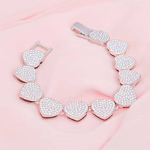 Load image into Gallery viewer, PinktownUSA - Chain Bracelet Silver Pave Heart Link for Women: Clear / Rhodium / 8.2 inches
