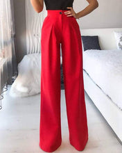 Load image into Gallery viewer, Queen Fashion - Single button high waist wide leg pants: RED / 1-1-1-1 / S-M-L-XL
