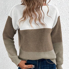 Load image into Gallery viewer, ShieldChic - Knitted Sweater Color Block Round Neck Long Sleeve: GRAY / M
