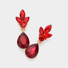 Load image into Gallery viewer, Sensibling Corp. - Teardrop Stone Cluster Dangle Evening Earrings: Red
