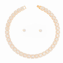 Load image into Gallery viewer, PinktownUSA - Chain Gold Square Halo Baguette Iced Necklace Set: Clear / Gold / 18 inches
