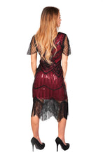 Load image into Gallery viewer, Western Fashion - 2535 - Flapper dress art deco Burgundy: 2XL
