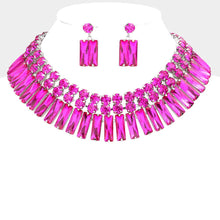 Load image into Gallery viewer, Sensibling Corp. - Round Rectangle Stone Cluster Evening Necklace
: Silver Clear
