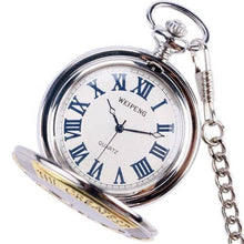 Load image into Gallery viewer, WoodWristCo - DAD Men Women Pocket Watch With Chain: Silver
