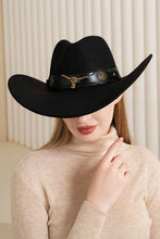 Load image into Gallery viewer, anbfashion - METAL BULL ACCENT FEDORA COWBOY HAT H3359: Brown
