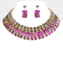 Load image into Gallery viewer, Sensibling Corp. - Round Rectangle Stone Cluster Evening Necklace
: Emerald Gold
