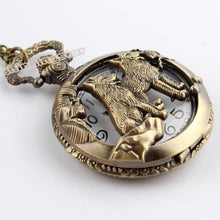 Load image into Gallery viewer, WoodWristCo - Bronze Wolf Hollow Quartz Pocket Watch
