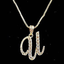 Load image into Gallery viewer, Diacly - Cursive Initial Alphabet Letter Monogram CZ Pendant Small-Gold: R
