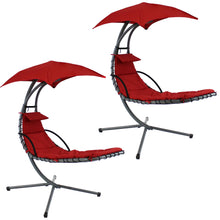 Load image into Gallery viewer, Sunnydaze Decor - Floating Lounge Chair with Umbrella and Stand - Set of 2
