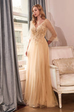 Load image into Gallery viewer, Ladivine by Cinderella Divine - GLITTER TULLE A-LINE DRESS
: Champagne / S
