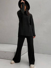 Load image into Gallery viewer, ShieldChic - Loose Solid Color High-Neck Sweater Tops&amp;Pants Suits: GREEN / M
