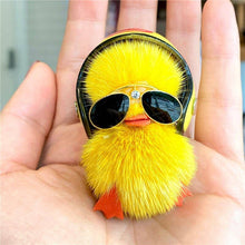 Load image into Gallery viewer, FurDecoration - Fur Keyring Real Mink Fur Duck With Sunglass Helmet: Gray
