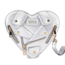 Load image into Gallery viewer, Handbag Express - Heart Shape Biker Jacket Petite Shoulder Bag: Khaki
