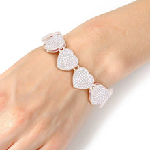 Load image into Gallery viewer, PinktownUSA - Chain Bracelet Silver Pave Heart Link for Women: Clear / Rhodium / 8.2 inches

