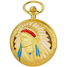 Load image into Gallery viewer, WoodWristCo - New Bronze Vintage Retro Wall Indian Pattern Pocket Watch: Gold
