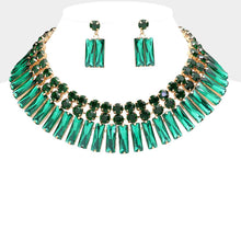 Load image into Gallery viewer, Sensibling Corp. - Round Rectangle Stone Cluster Evening Necklace
: Emerald Gold
