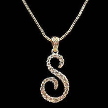 Load image into Gallery viewer, Diacly - Cursive Initial Alphabet Letter Monogram CZ Pendant Small-Gold: W

