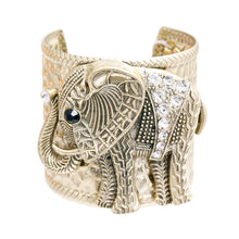 Load image into Gallery viewer, PinktownUSA - Burnished Gold Engraved Elephant Cuff: Color: Clear / Plating: Burnished Gold / Size: Adjustable

