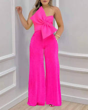 Load image into Gallery viewer, Flarix - Bowknot decor crop tube top wide leg pants set: HOT PINK / 1-1-1-1 / S-M-L-XL
