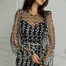 Load image into Gallery viewer, FurDecoration - Sure! How about "Elegant Embroidered Mesh Sheer Dress" for your clothing product title?: WHITE / S
