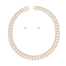Load image into Gallery viewer, PinktownUSA - Necklace Gold Iced Diamond Cuban Chain Set Women: Clear / Gold / 20 inches
