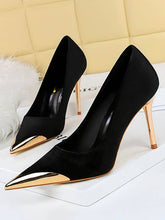 Load image into Gallery viewer, VividLux - Pointed-Toe Shallow Cut Split-Joint Pumps: GREEN / 35
