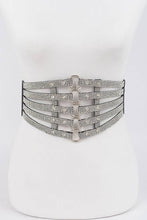 Load image into Gallery viewer, 3AM BY H&amp;D ACCESSORIES - Wide Rhinestone Waist Belt: Black Clear
