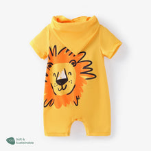 Load image into Gallery viewer, PatPat - Baby Unisex 2pcs Naia Lion Romper &amp; Bib Set: Yellow / Baby Boy: 0-3M
